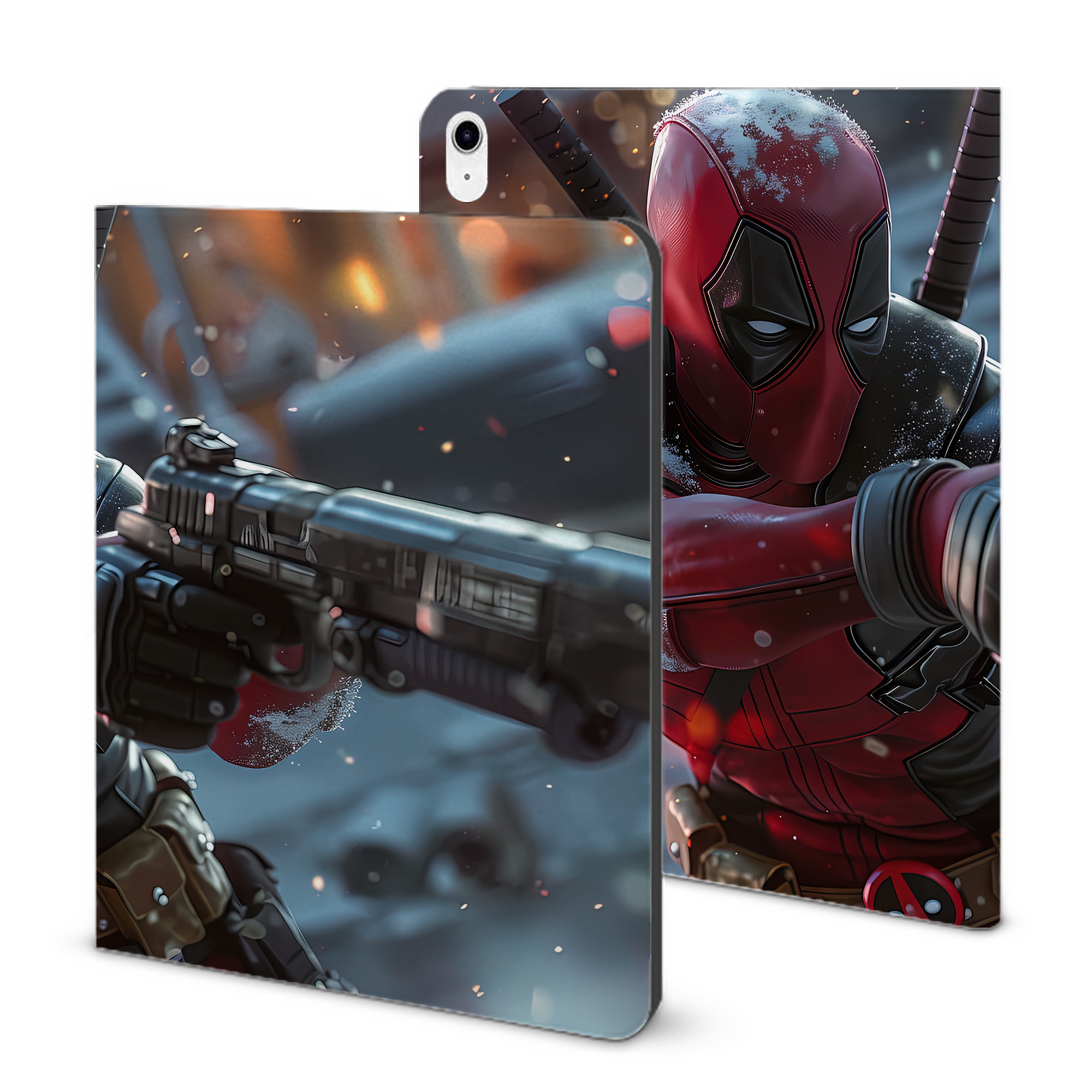 （画像用） Deadpool デッドプール IPad ケース ブック型 PUレザー TPU 耐衝撃 軽量 薄型 ペン収納なし 全面保護 IPad 各モデル対応